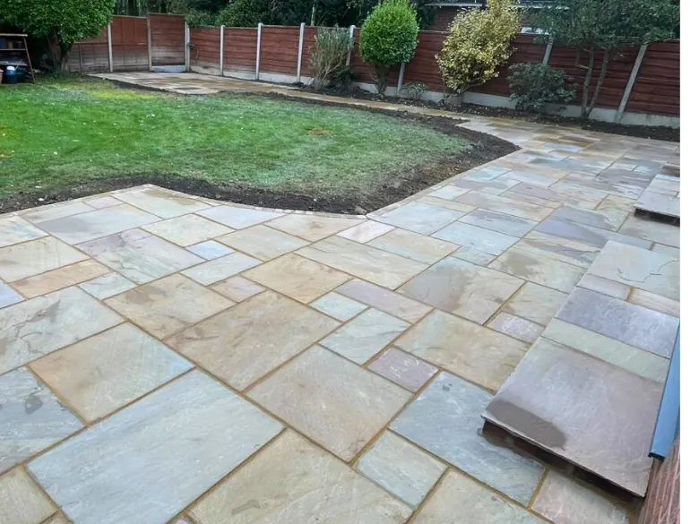 After: Broken slabs to Indian sandstone - S P Groundworks & Driveways