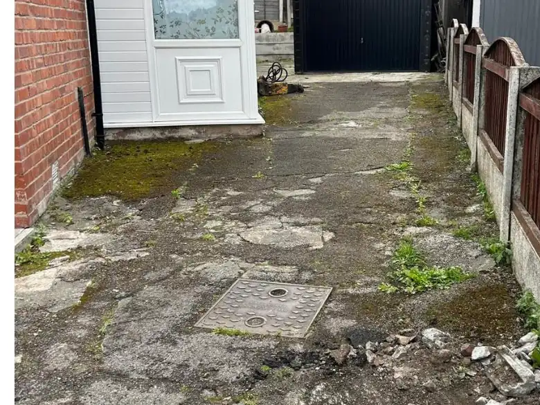 Before: Concrete and lawn to a full resin front - S P Groundworks & Driveways