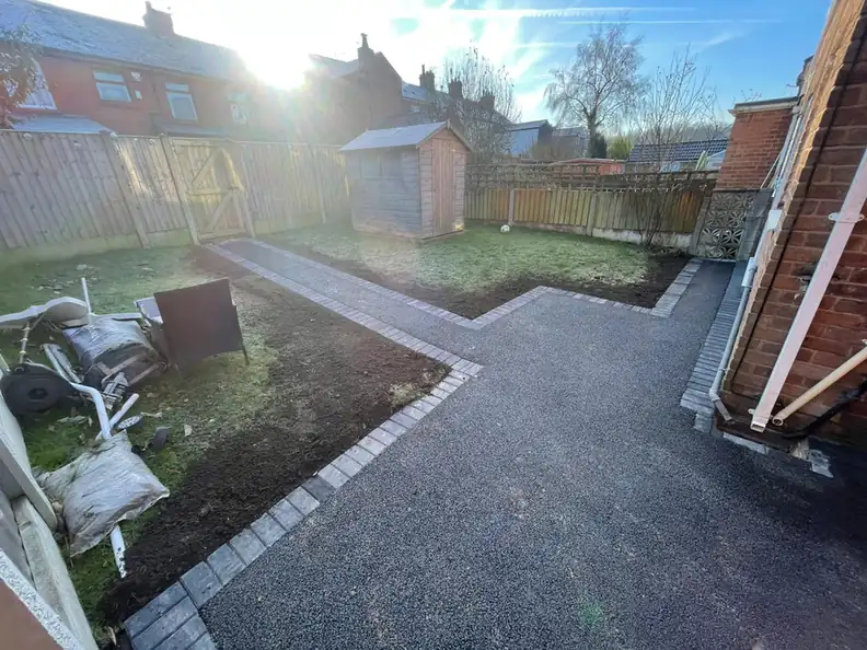 Tarmac by S P Groundworks & Driveways - Tarmac path and yard with block edging